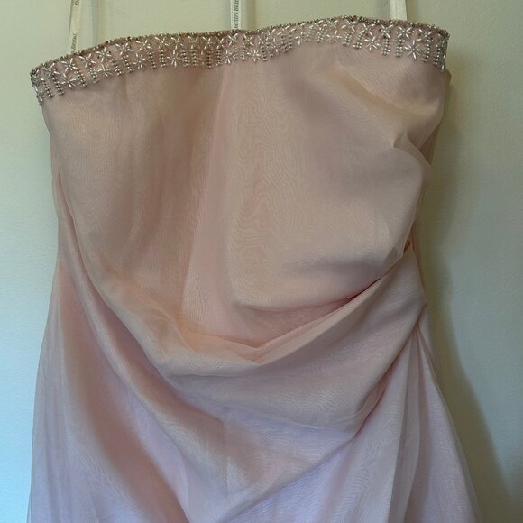 David's Bridal pale pink full-length strapless formal gown sz 22 - Picture 3 of 14